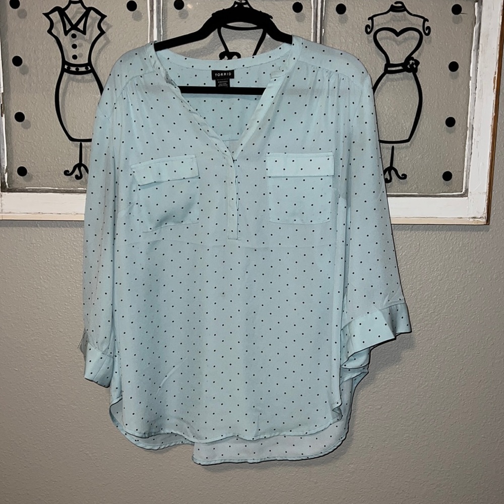 Torrid HARPER GEORGETTE PULLOVER 3/4 SLEEVE TUNIC BLOUSE, size 1. EUC.